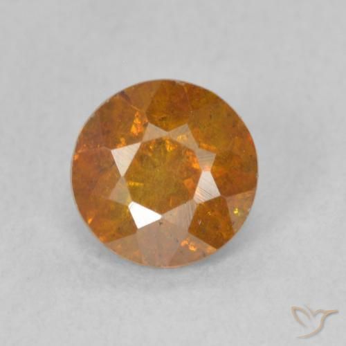 1.04ct طبيعي برتقالى غامق سفاليريت, دائري, SI