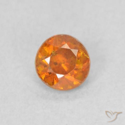 0.34ct طبيعي برتقالى كهرمانى سفاليريت, دائري, SI