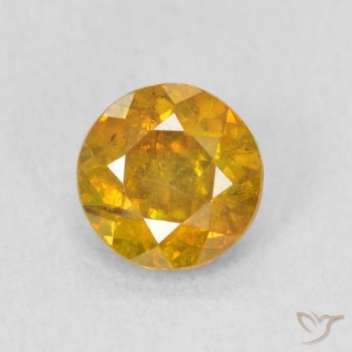 0.74ct طبيعي برتقالى ذهبى غامق سفاليريت, دائري, SI