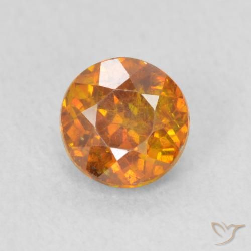 0.84ct طبيعي برتقالى بنى سفاليريت, دائري, SI