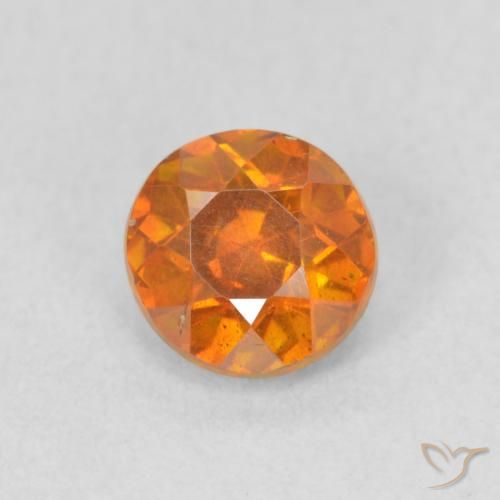 0.75ct طبيعي برتقالى مصفر سفاليريت, دائري, VS-SI