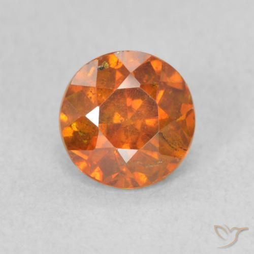 0.83ct طبيعي برتقالى غامق سفاليريت, دائري, VS-SI
