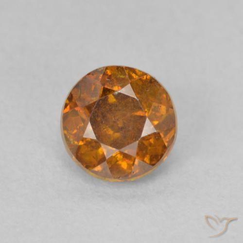 0.75ct طبيعي برتقالى ترابى سفاليريت, دائري, SI