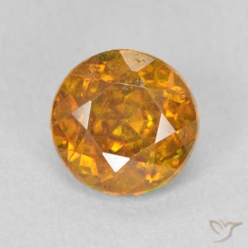 1.37ct طبيعي برتقالى غامق سفاليريت, دائري, SI