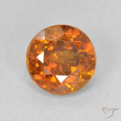 0.89ct طبيعي برتقالى غامق سفاليريت, دائري, SI