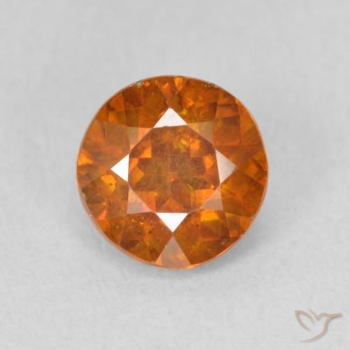 1.10ct طبيعي برتقالى متوسط سفاليريت, دائري, SI