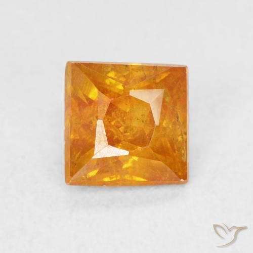 0.85ct طبيعي برتقالى متوسط سفاليريت, مربع, SI