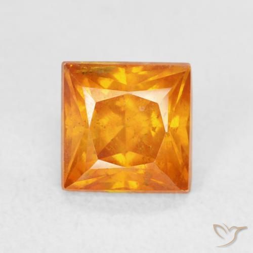 1.33ct طبيعي برتقالى مشمشى سفاليريت, مربع, SI