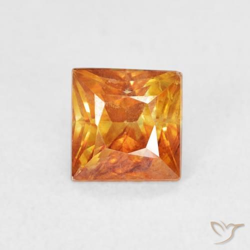 0.88ct طبيعي برتقالى متوسط سفاليريت, مربع, SI