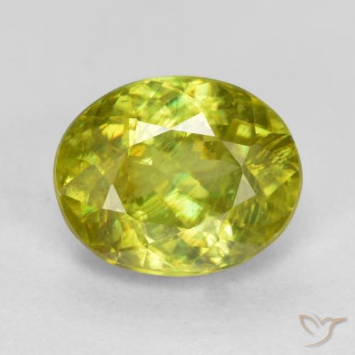 1.74ct طبيعي أصفر أخضر سيفين, بيضوي, SI