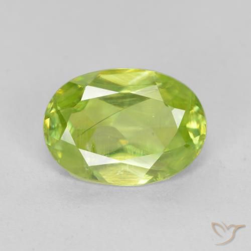 0.98ct طبيعي أخضر مصفر حيوى سيفين, بيضوي, VS-SI