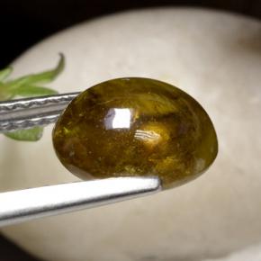 سفين ذهبي مخضر طبيعي، قصة بيضاوى، 2.92 قيراط، نصف شفاف