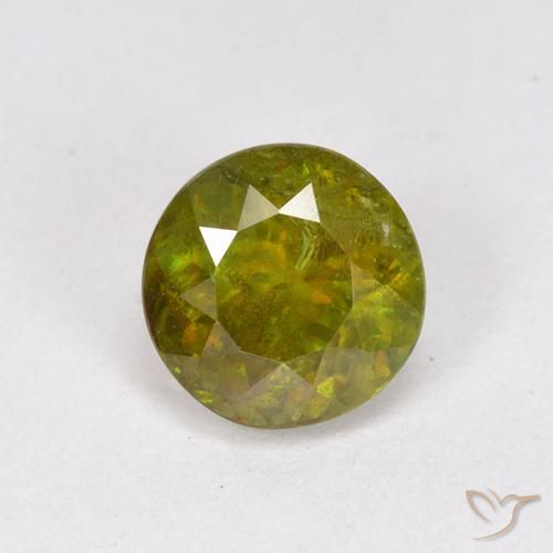 0.95ct طبيعي أخضر مصفر سيفين, دائري, VS-SI