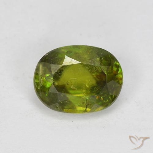 0.83ct طبيعي أخضر ترابى دافئ سيفين, بيضوي, VS-SI