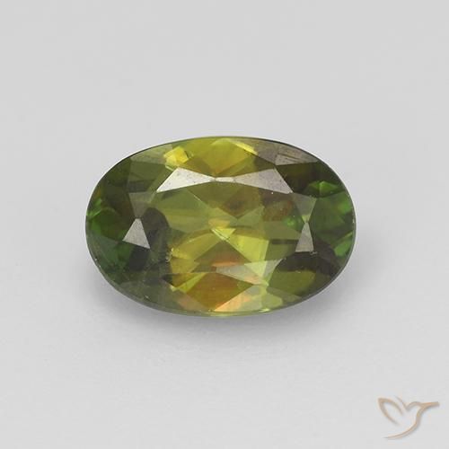 0.89ct طبيعي أخضر داكن-متوسط سيفين, بيضوي, VVS-VS