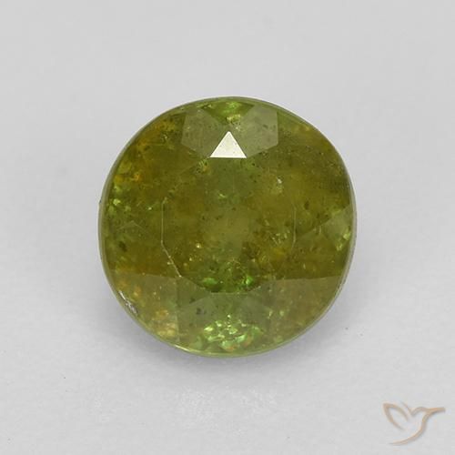 0.90ct طبيعي أخضر ترابى سيفين, دائري, VS-SI