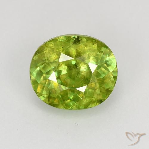 1.08ct طبيعي أخضر مصفر حيوى سيفين, بيضوي, VS-SI