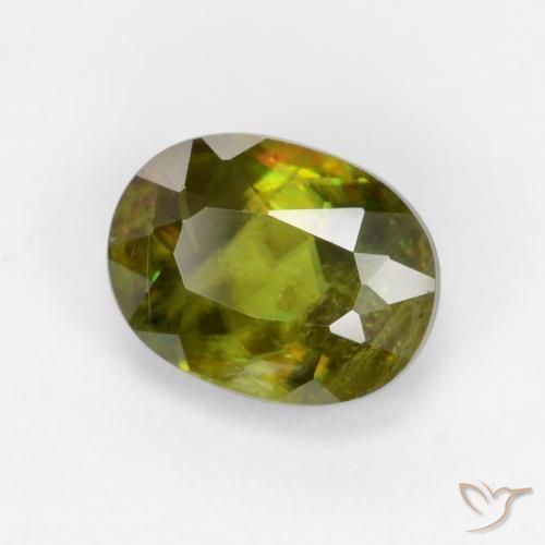0.84ct طبيعي أخضر داكن-متوسط سيفين, بيضوي, VS-SI