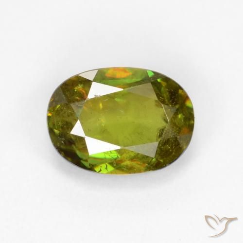 0.70ct طبيعي أخضر ترابى دافئ سيفين, بيضوي, VS-SI