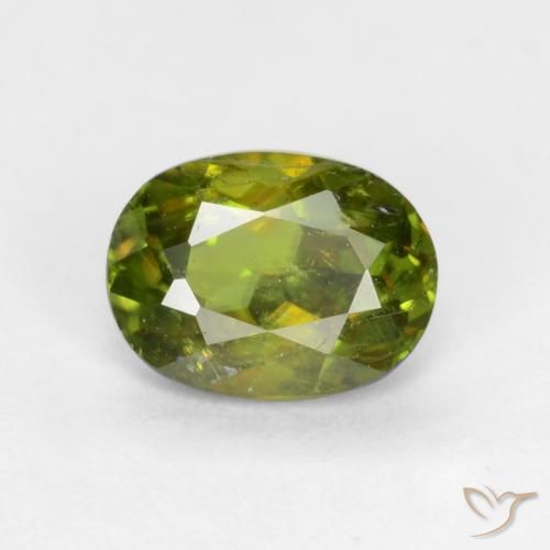 0.65ct طبيعي أخضر ترابى دافئ سيفين, بيضوي, SI