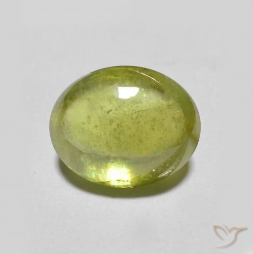 2.07ct طبيعي أخضر ترابى فاتح سيفين, بيضوي, نصف شفاف