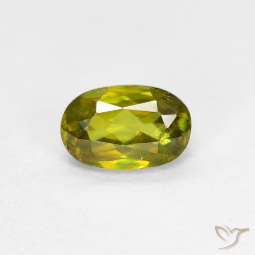 0.56ct طبيعي أخضر الغابة دافئ سيفين, بيضوي, قليلا جدا