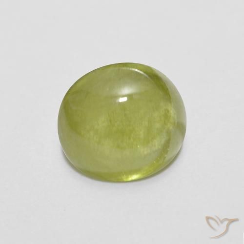 1.66ct طبيعي أخضر زيتوني سيفين, بيضوي, نصف شفاف
