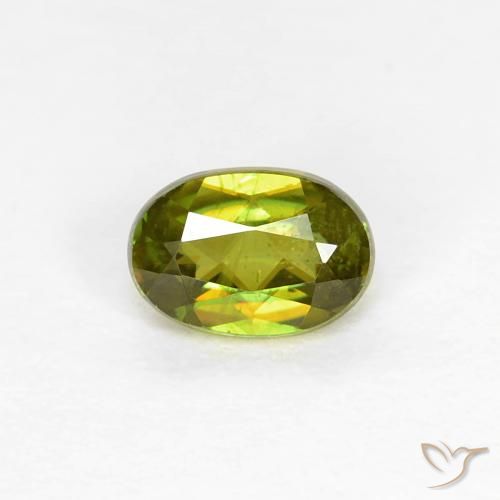 0.42ct طبيعي Medium Dark-Green سيفين, بيضوي, قليلا جدا