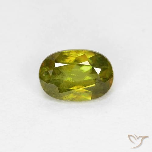 0.42ct طبيعي أخضر متوسط سيفين, بيضوي, قليلا جدا