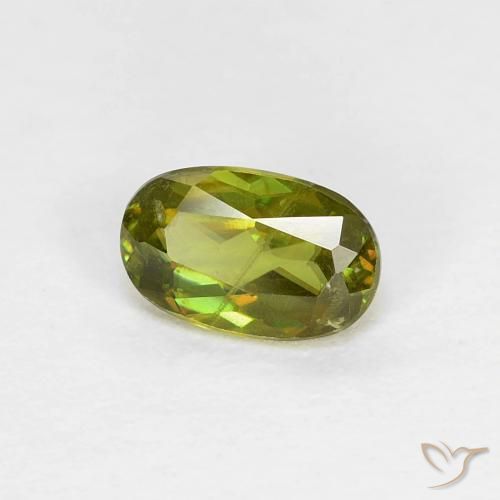 0.50ct طبيعي أخضر ترابى دافئ سيفين, بيضوي, قليلا جدا
