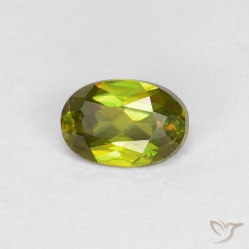 0.42ct طبيعي أخضر الغابة دافئ سيفين, بيضوي, قليلا جدا