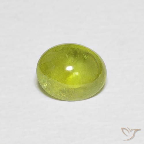 0.91ct طبيعي أخضر مصفر سيفين, بيضوي, شفاف