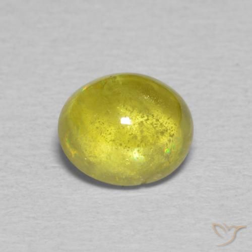 1.53ct طبيعي أخضر مصفر سيفين, بيضوي, شفاف