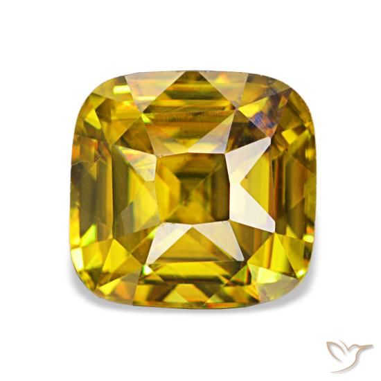 سفين طبيعي بلون ذهبى متوسط، وزن ‎1.97‎ قيراط، شكل قطع وسادة، مقاس ‎7.1x6.8‎ مم