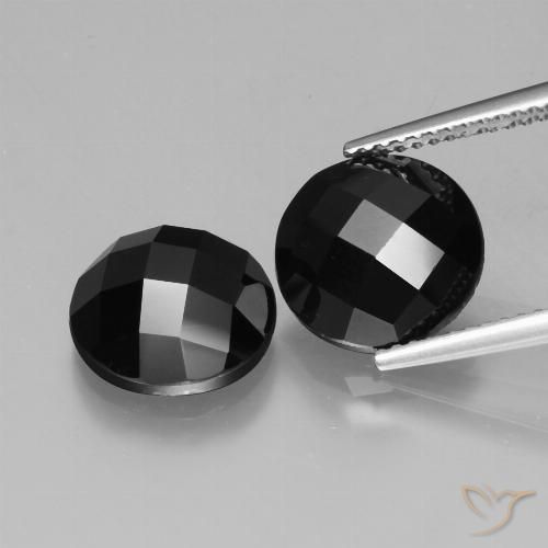 8.38ctw طبيعي أسود الإسبنيل, دائري, غير شفاف, Photo A
