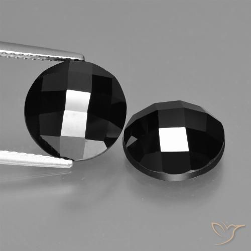 9.30ctw طبيعي أسود الإسبنيل, دائري, غير شفاف, Photo A
