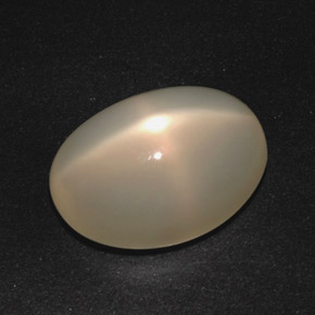 حجر القمر نجمي طبيعي بلون كريمي، وزن ‎16.55‎ قيراط، شكل بيضاوى، مقاس ‎18.8x13.2‎ مم