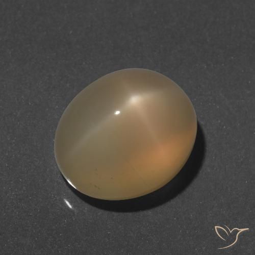 9.66ct طبيعي ذهبى خوخى فاتح ستار مونستون, بيضوي, نصف شفاف