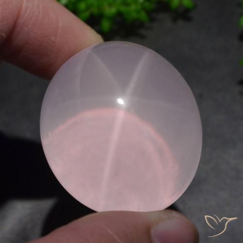 156.55ct طبيعي وردى زهرى فاتح نجمة روز كوارتز, بيضوي, نصف شفاف