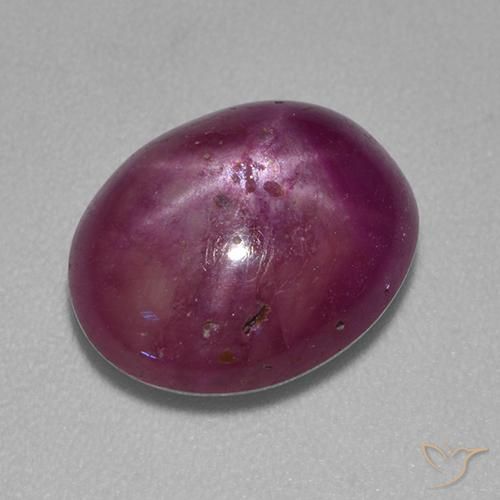6.43ct طبيعي أرجوانى داكن-متوسط ياقوت نجمة, بيضوي, غير شفاف