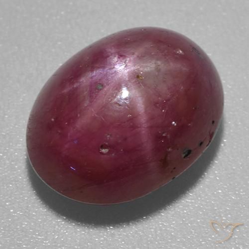 6.58ct طبيعي أرجواني محمر ياقوت نجمة, بيضوي, غير شفاف