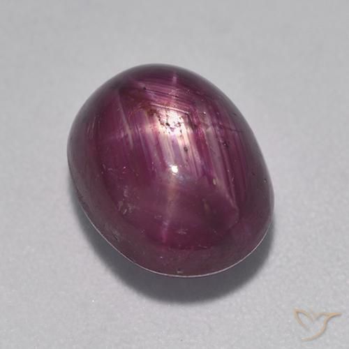 5.53ct طبيعي أرجوانى داكن-متوسط ياقوت نجمة, بيضوي, غير شفاف