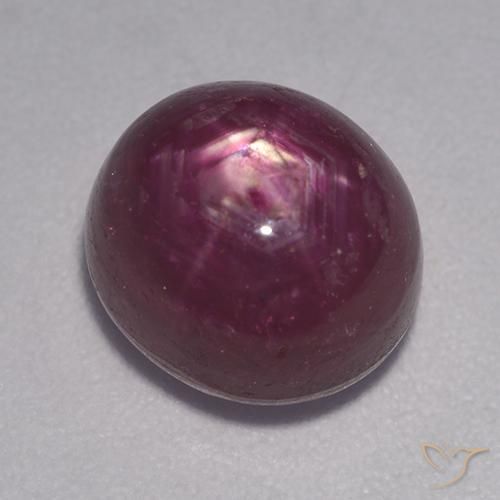 5.78ct طبيعي أرجوانى داكن-متوسط ياقوت نجمة, بيضوي, غير شفاف