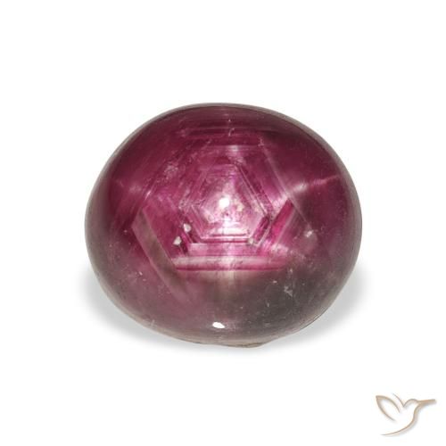 6.39ct طبيعي أرجوانى وردى ياقوت نجمة, بيضوي, غير شفاف
