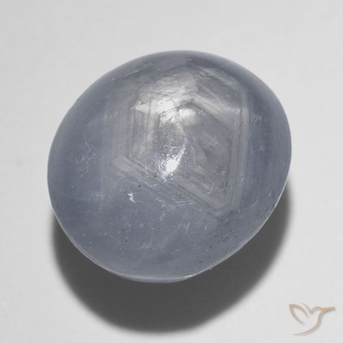 7.06ct طبيعي رمادى مزرق نجمة الياقوت, بيضوي, غير شفاف