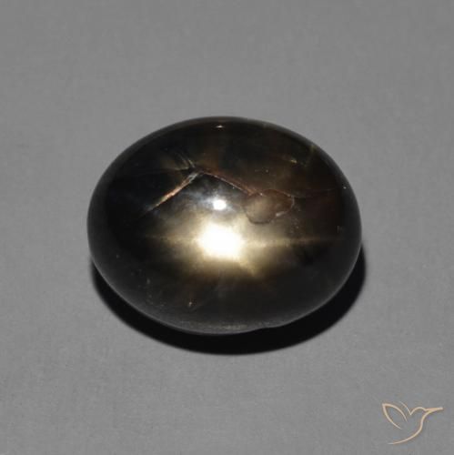 5.11ct طبيعي أسود فضى رمادى نجمة الياقوت, بيضوي, غير شفاف