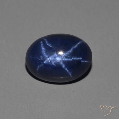 1.65ct طبيعي ازرق غامق نجمة الياقوت, بيضوي, غير شفاف