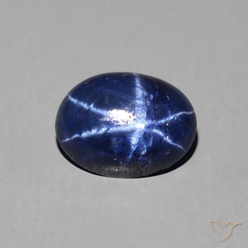 1.63ct طبيعي ازرق غامق نجمة الياقوت, بيضوي, غير شفاف