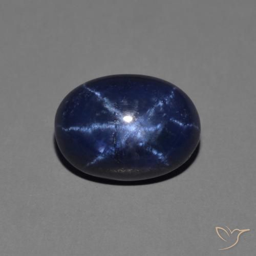 1.64ct طبيعي أزرق غامق نجمة الياقوت, بيضوي, غير شفاف