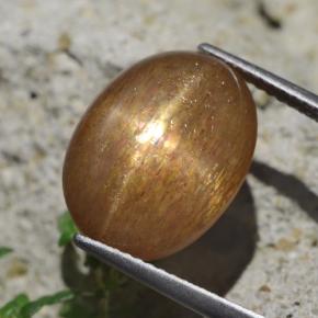 نجمة صن ستون بني ذهبي طبيعي، قصة بيضاوى، 9.58 قيراط، غير شفاف